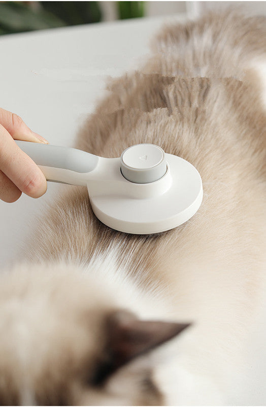 One-Click / Self-Cleaning Pet Grooming Comb – Round Handle Deshedding Tool for Dogs & Cats