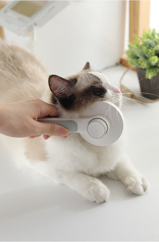 One-Click / Self-Cleaning Pet Grooming Comb – Round Handle Deshedding Tool for Dogs & Cats