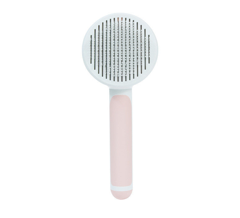One-Click / Self-Cleaning Pet Grooming Comb – Round Handle Deshedding Tool for Dogs & Cats