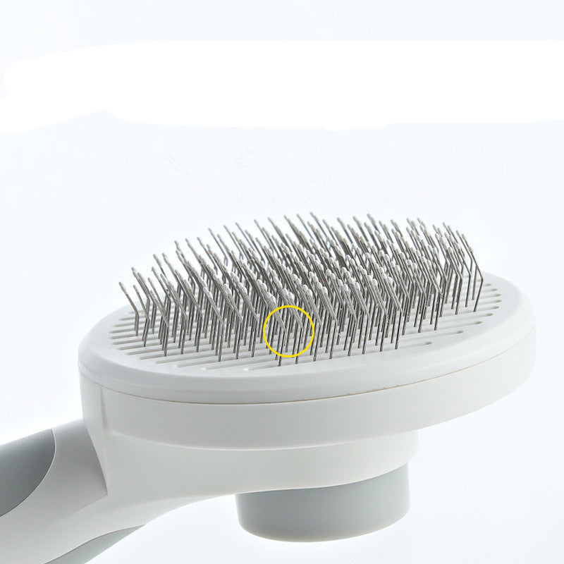 One-Click / Self-Cleaning Pet Grooming Comb – Round Handle Deshedding Tool for Dogs & Cats